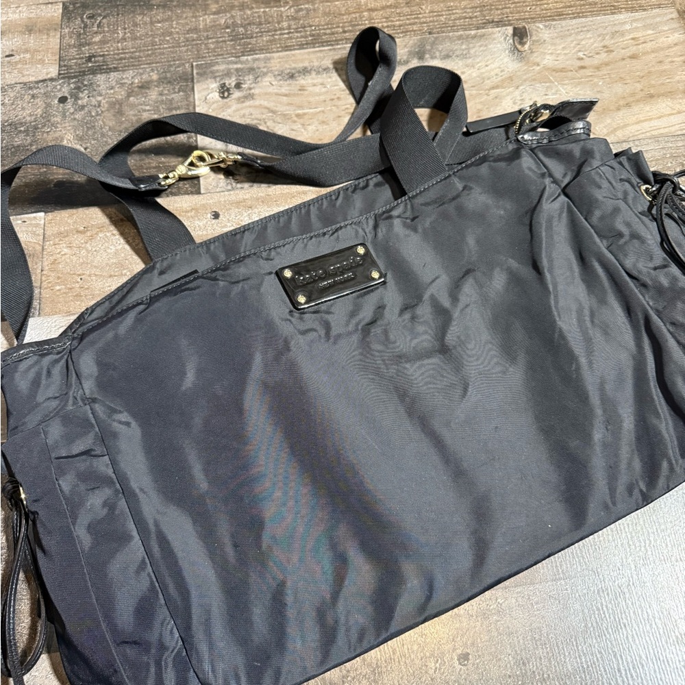 Kate Spade New‎ York Stevie Black Nylon Diaper Bag Tote Polka Dot Lining
